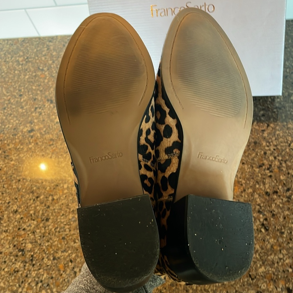 NIB Franco Sarto Richland 2 Leopard Calf Fur Animal Print Booties Boots Size 8.5 - Picture 8 of 9
